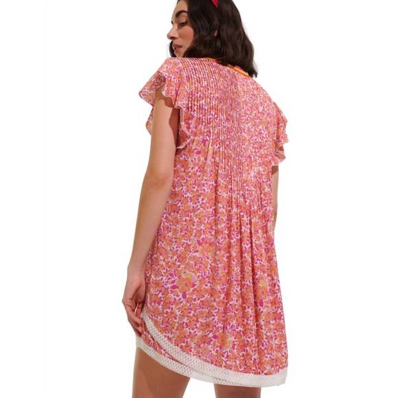 NEW POUPETTE ST BARTH sasha v mini dress in pink - Picture 3 of 3